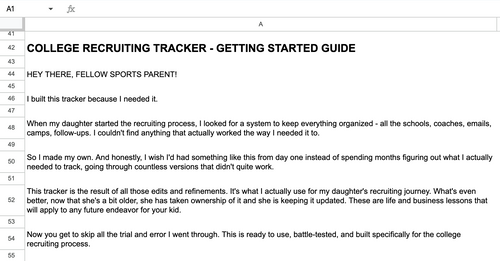 College Recruiting Tracker | Google Sheets Template for Student Athletes - All Sports