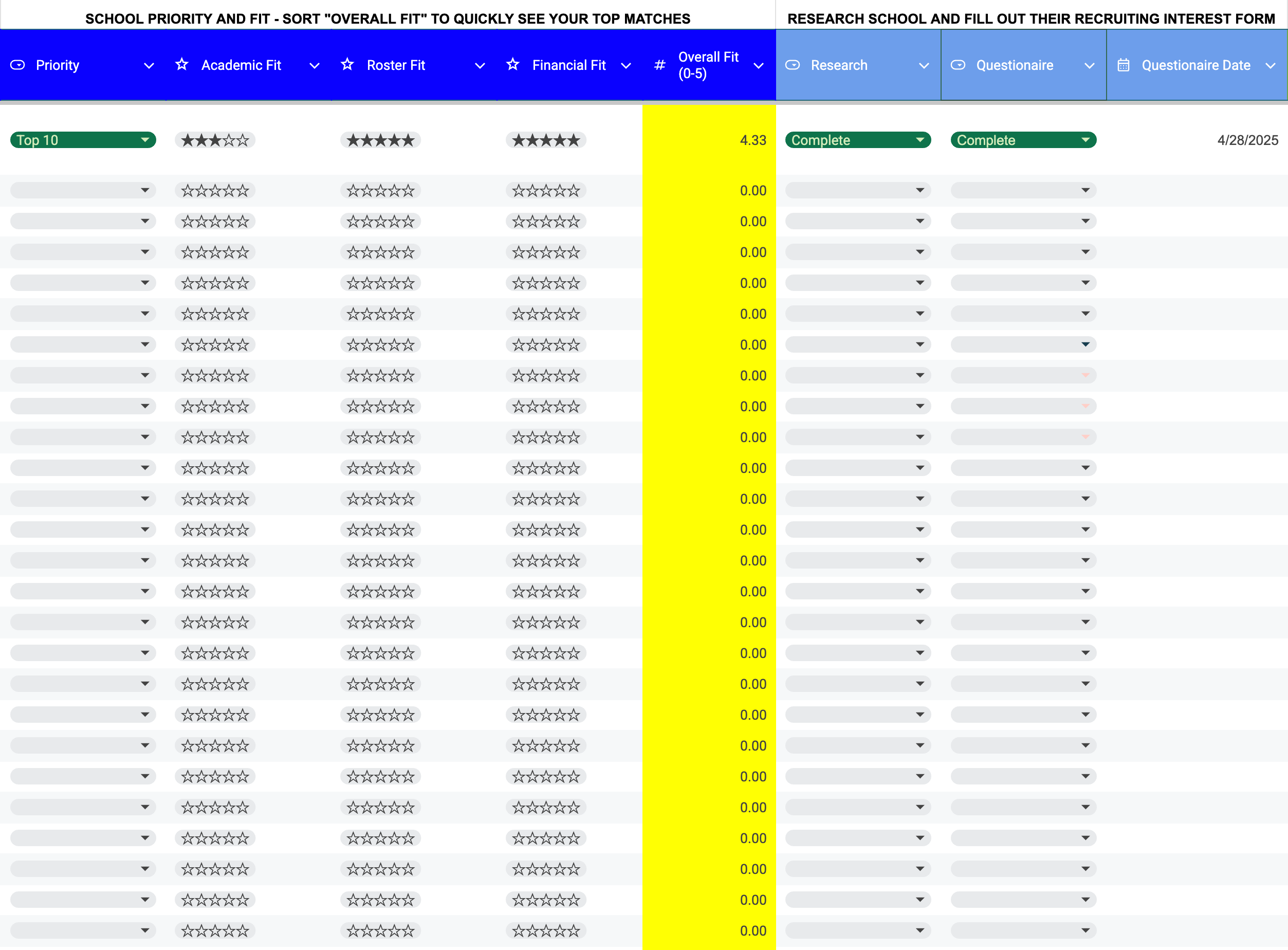 Bundle Recruiting System - Google Sheets Tracker + Profile Templates | All Sports