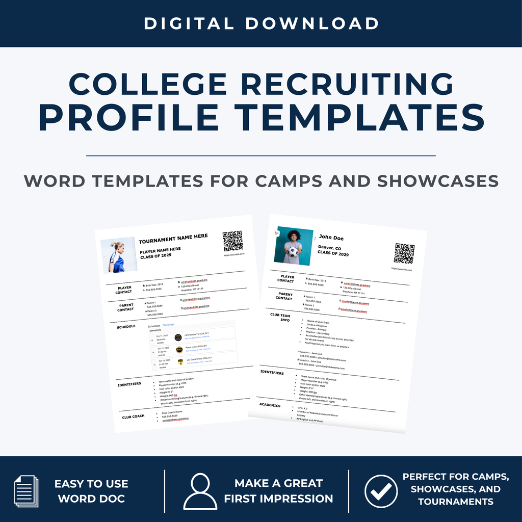 Player Profile Templates | Word Templates for Showcases & Coach Outreach