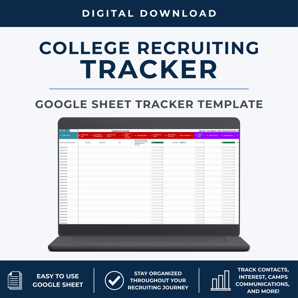 Google Sheets Template for Student Athletes | College Recruiting Tracker All Sports